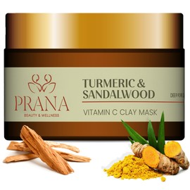 PRANA Sandalwood & Turmeric Face Mask - Natural Cleansing Facial Mask with Ayurvedic Ingredients - Bentonite & Kaolin Clay Mask - Brightening, Hydrating, Anti-Aging - Vegan & Cruelty-Free Mask (60ml)