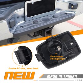 HERCOO LED License Plate Light Lamp Lens White Bulbs Black Truck Rear Housing Compatible with 2005-2015 Tacoma 2002-2013 Tundra Pickup Truck Rear Step Bumper Aftermarket Repalcement, Pack of 2