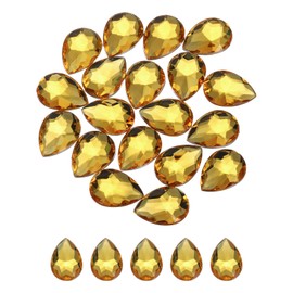 sourcing map 20PCS Flat Back Acrylic Teardrop Gems 18x25mm Artificial Rhinestones for DIY Crafts Bead Wedding Party Face Painting Jewelry Making Golden