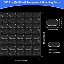 JANYUN 280 Pcs Mounting Putty, Double Sided Sticky Dots Removable Sticky Dot Clear Sticky Tack for Wall Pictures Hanging No Trace Strong Adhesive Sticky Putty Water-Repellent for Home Office Decor