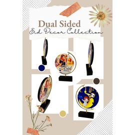 eMart4U Eid Mubarak Kids Gift Set - 4pc Tabletop Double-Sided Decor, 12 Large Eid Balloons + LED Pendant Keychain 7.5”x5.5” (Kids)