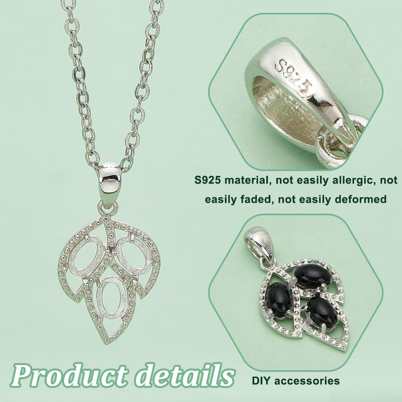 PH PandaHall 925 Sterling Silver Pendant Bowl with Blank Bezel