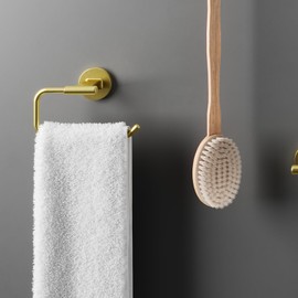 Pfister Fullerton Brushed Gold Bathroom Towel Ring with Hidden Screws, 2-Hole Hand Towel Holder, Bathroom Hardware/Bathroom Accessories, Modern Bathroom Décor