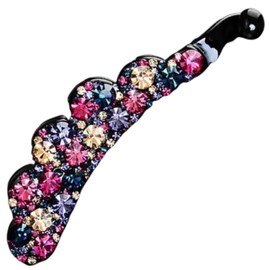 Rhinestone Banana Clip, Evening Roll, Rakuchin, Kantan, Hair Arrangement, Beginner, Sparkling Barrette, Crystal, Evening Roll, Simple, Comb (Multi Color)
