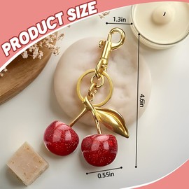 HABNI 1 Stück Kirsch-Schlüsselanhänger, Anhänger für Handtaschen, Kirsch- Accessoire, Taschenanhänger, bag charms, Ideen für Muttertag und Geburtstag