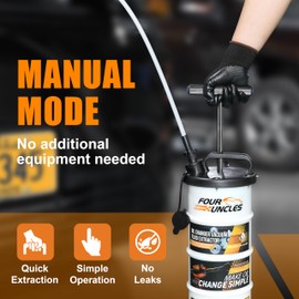 FOUR UNCLES 6.5L Manual Oil Extractor Pump for Automotive, Vacumm Fluid Extractor with Pump Tank Remover & 4 Tubes for Oil Change and a Brake Bleeder Hose for Brake Fluid Change