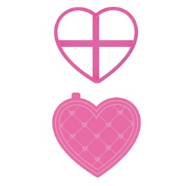 LissieLou Patchwork Heart Cookie Cutter and Stamp Valentine's Day Icing Stamp Fondant Embosser - Pink