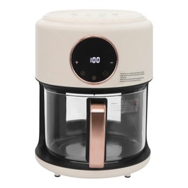 3.81Qt 1200W Glass Air Fryer, 8-1 Preset Cook Modes for Cooking Fries, Chicken & More, 360° Viewable Airy Fryer for Best Cooking Results, Digital Display, Adjustable Temp 176℉-392℉ (White)