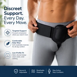 Inguinal Hernia Support Belt for Daily Comfort – Adjustable Groin Truss with Removable Compression Pad
