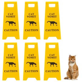 Cat and Dog Vomit Caution Sign 6 Pack Funny Pet Warning Plaques 5 Inch Desk Decor for Cat Lovers Dog Owners Home Veterinary Office Decorations (Cat Vomit Sign, 6 packs)