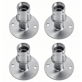 Liyufecor 4Pcs Adjustable Stainless Steel Flanged Feet with 3-1/2" Diameter Flange, Adjustable Round Base Table Feet for 1-5/8" O.D. Tubing Table Sink Equipment Stand