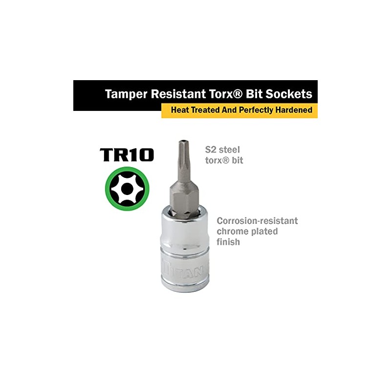 Titan 66810 1/4-Inch Drive x TR10 Tamper Resistant Torx Bit