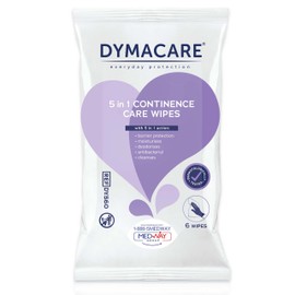 MedVance DYMACARE 5 in 1 Continence Care Wipes, Adult Premium Incontinence Wet Wipes, Scented and Moistened Personal Skin Cleansing Cloths with Barrier Protection, 6 Count (Pack of 3)