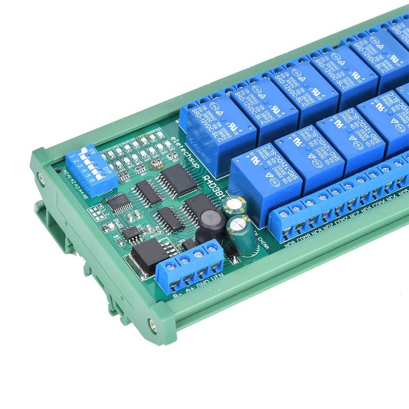 Acouto 12V 6-Channel RS485 Relay Module with DIN Rail Box