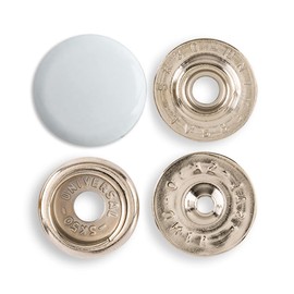 Set of 12 White Snap Fasteners 24L Snap Buttons 15mm Metal Buttons Snaps Press Studs Ring-Socket Buttons Fastener Snaps for Leather Jeans Fabric Jackets Clothes Bag DIY Craft