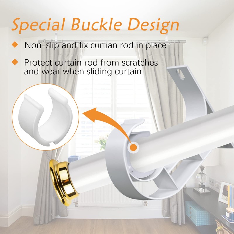 TOKPLNU Ceiling Curtain Rod Bracket, Ceiling Curtain Rod Hooks White