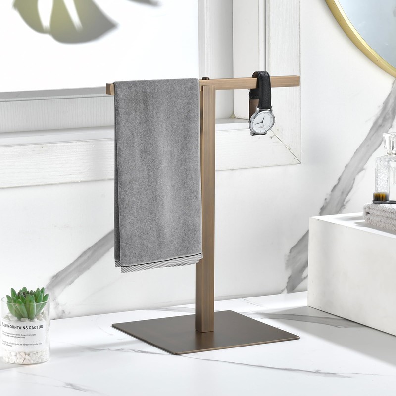 Hand Towel Holder Stand, Pure Brass Freestanding T-Shape Hand Towel