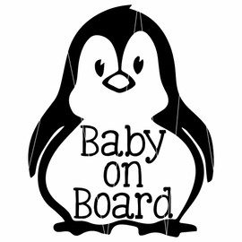Baby on Board Penguin Vinyl Car Decal, 7"x5.5", Color Options
