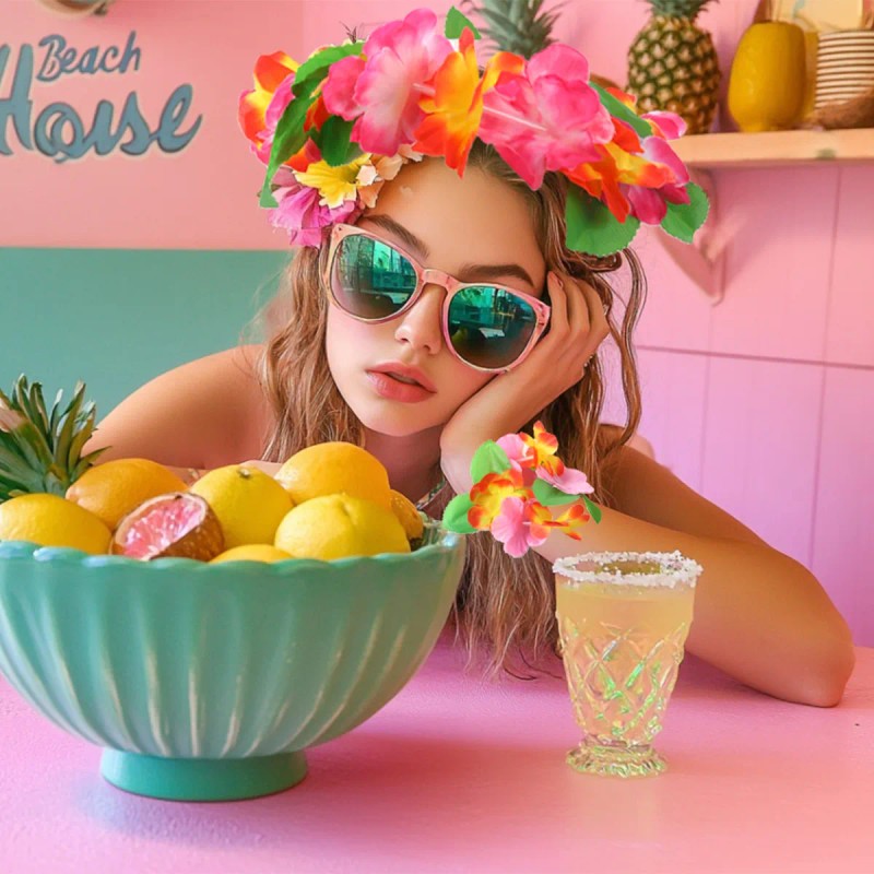 Juego De Guirnaldas Hawaianas De 18 Piezas Con Decoración Ha
