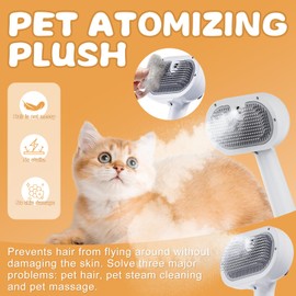 Kipvvo Cat Steam Brush, 3 In 1 Steam Brush for Dogs & Cats, Steam Pet Brush for Pet Hair Removal Tool, Shedding Reduced Discomfort, Suitable for Massaging, Combing