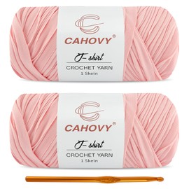 CAHOVY 2 Pack T-Shirt Yarn Crochet Yarn for Beginner Crochet Bags/Basket/Coaster,400g/110yds High Elastic Polyester Thick Tshirt Light Pink Yarn