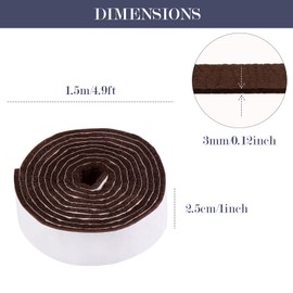 Pllieay 2 Packs Felt Tape with Adhesive Backing, 118 x 1 x 0.12 Inch Brown Felt Pads for Furniture, Furniture Pads for Hardwood Floors to Protect Surfaces from Scratches & Damage