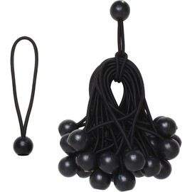 CampTeck U6964 - Set of 30 Tarpaulin Bungee Balls Canopy Tarp Tie Downs Ball Bungees for Curtains, Banner, Tents, Sleeping Bags etc - Black - Length 15cm / 5.9"