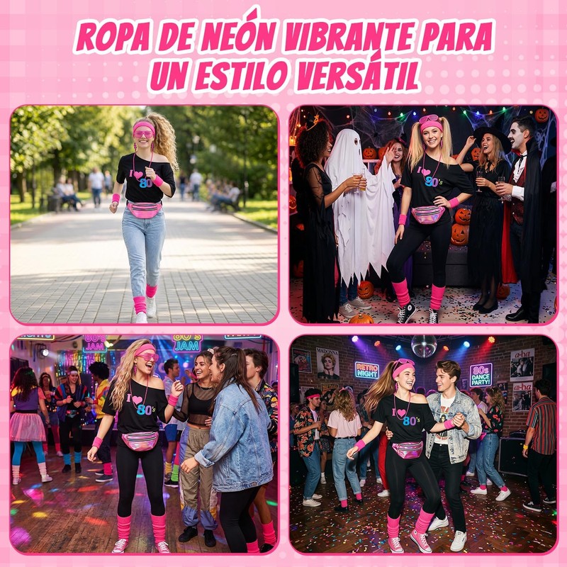 Lukovee Disfraz de los 1980 Mujers, 8 Conjunto de 80's