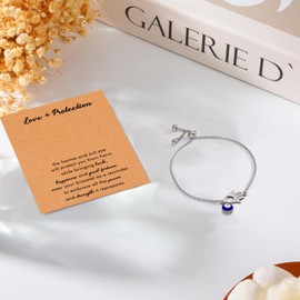 RZKING Love Heart Hamsa Hand Evil Eye Bracelet, Protection Bracelet, Birthday Friendship Gifts