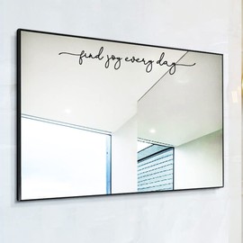 Find Joy Every Day Mirror Decal Inspirational Mirror Decor Vinyl Wall Sticker Gift Sister Gift for Home Bathroom Decal, Black, 18x2.7 inch