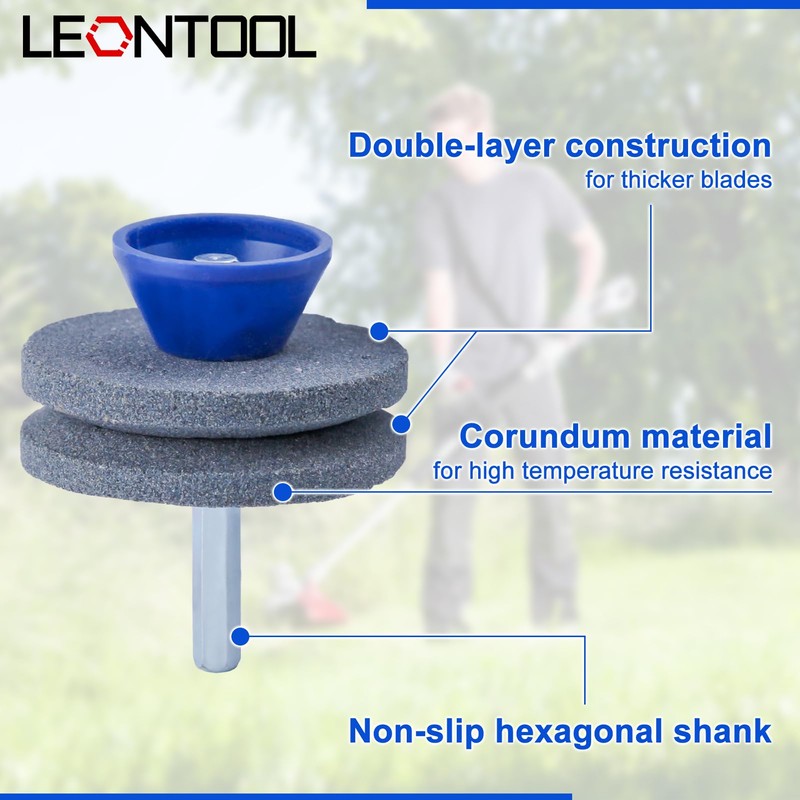 LEONTOOL 7 PCS Double Layer Corundum Lawnmower Blade Sharpener with