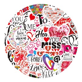 49PCS Love Language Graffiti Sticker red Heart-Shaped Sticker Computer Phone Greeting Card Envelope Photo Album Diary Scrapbook Waterproof Sticker Valentine’s Day Wedding Love Anniversary Sticker
