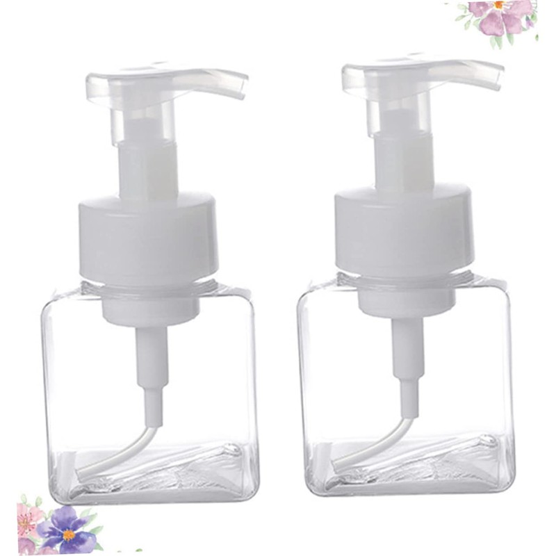 Mobestech 2 Pcs Transparent Pump Foaming Bottle Refillable Makeup Press