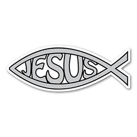Silver Jesus Fish Mini Magnet by Magnet America Is 1.375" x 3.625" Made for Vehicles and Refrigerators