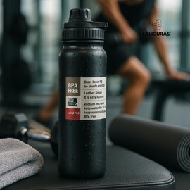 Laliguras Stainless Steel Sports Water Bottle, 20oz/27oz Double Wall Vacuum Insulated Flask, Leakproof BPA-Free Thermos for Gym, Hiking, Cycling, Office, Hot & Cold Travel Bottle (Aqua Blaze)