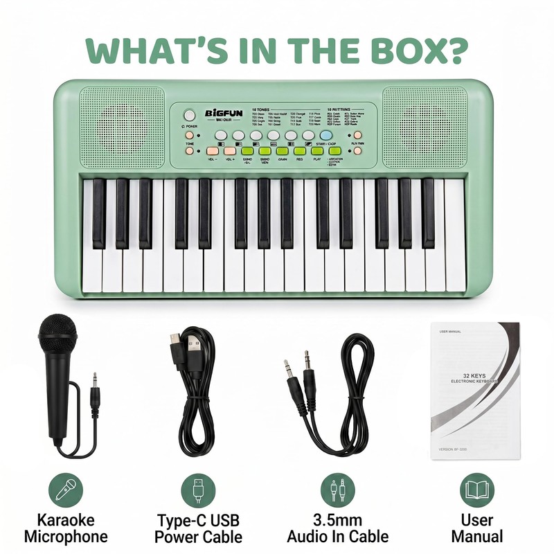 Raimy 32 Key Keyboard Piano for Kids with Microphone and