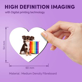1 x Heart MDF Magnets - Gay Flag Chihuahua Puppy Dog 21339