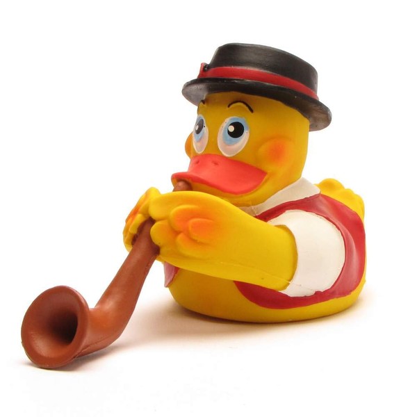 DUCKSHOP Alphornbläser Swiss Bath Duck, Squeaky Duck, Length: 14 cm