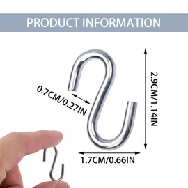 Pack of 10 S-Hooks, S-shaped Metal Hooks Made of Stainless Steel 304.2 mm Thickness 201 Stainless Steel S-shaped Hook Hanger for Kitchen, Bathroom, Wardrobe, Anti-Drop Design, S Hooks for Kitchen