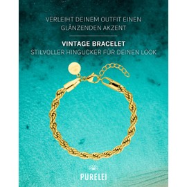 Purelei® Vintage Bracelet - Elegant, Playful Women's Bracelet with Plates - Stainless Steel 18K Gold Plated - Adjustable Length 16-19 cm - Hawaiian Inspired & Waterproof, Stainless Steel