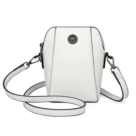 Bearneko Women's Smartphone Pouch, Shoulder Bag, Genuine Leather, Cross-body Design, Lightweight, Wallet, Lightweight, Smaller, Waterproof, Smartphone Shoulder Bag, Fashion, Gift, white