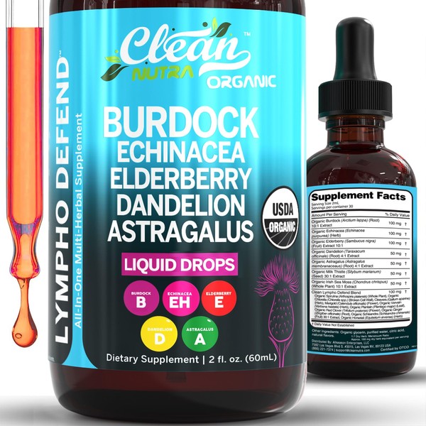 Organic Lymphatic Drainage Supplement | Lymphatic Support Drops | Burdock