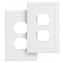 Sunken Pearls Decorative Wall Plate Switch Plate Outlet Cover, Durable Solid Zinc Alloy (Single Duplex, 2 Pack, White)