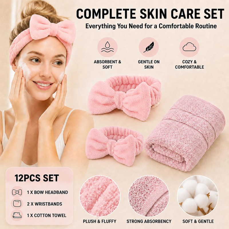Spa Headband Set - Makeup Headband - Cotton Face Towel