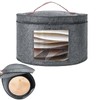 Rierousy Hat Box Round Grey Foldable Hat Storage Boxes Fabric