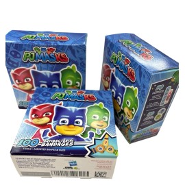 Care Band 3 Boxes of 100 = 300 PJ Masks Antibacterial Bandages Round & 2 Sizes Strips