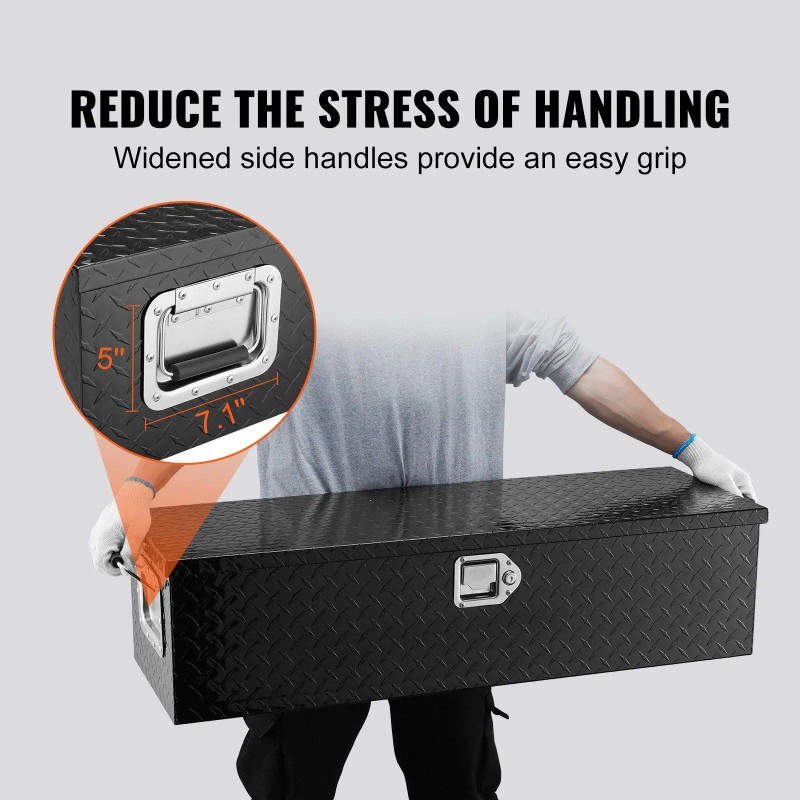 Aluminum Truck Bed Tool Box 39x13x10 Diamond Plate Design Side