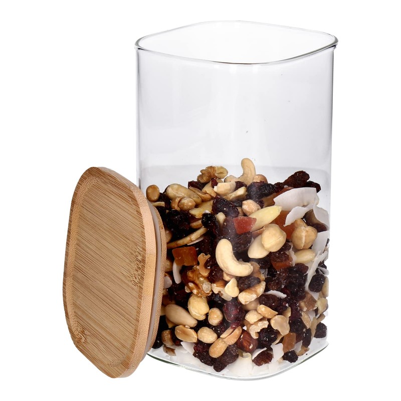 TALK-POINT Glass Storage Jars with Bamboo Lid, Storage Jars, Glass
