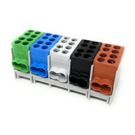 Mains 5-pin junction terminal for profile rail – power distributor, VDE-certified (German Electrical Engineering Association)