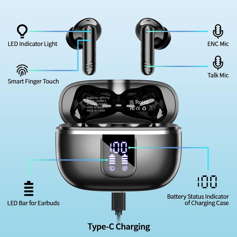 OWMSIC 2026 New Wireless Earbuds, Bluetooth 5.4 Headphones with Noise